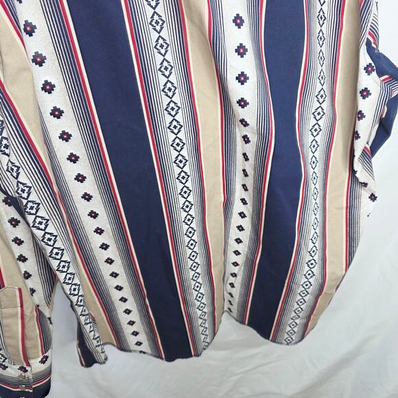Vintage Wrangler Western Pearl Snap Striped Southwest Men's Rodeo Shirt XL 90S - Picture 15 of 16